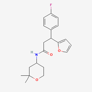 molecular formula C20H24FNO3 B4078477 N-(2,2-dimethyltetrahydro-2H-pyran-4-yl)-3-(4-fluorophenyl)-3-(2-furyl)propanamide 