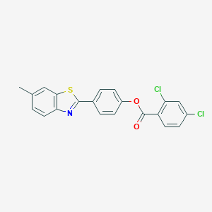 molecular formula C21H13Cl2NO2S B407850 4-(6-Methyl-1,3-benzothiazol-2-yl)phenyl 2,4-dichlorobenzoate 