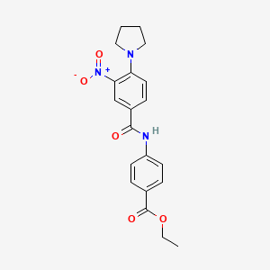 molecular formula C20H21N3O5 B4078502 ethyl 4-{[3-nitro-4-(1-pyrrolidinyl)benzoyl]amino}benzoate 