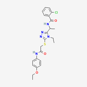 molecular formula C23H26ClN5O3S B4078514 2-chloro-N-{1-[5-({2-[(4-ethoxyphenyl)amino]-2-oxoethyl}thio)-4-ethyl-4H-1,2,4-triazol-3-yl]ethyl}benzamide 