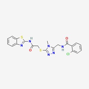 molecular formula C20H17ClN6O2S2 B4078526 N-[(5-{[2-(1,3-benzothiazol-2-ylamino)-2-oxoethyl]thio}-4-methyl-4H-1,2,4-triazol-3-yl)methyl]-2-chlorobenzamide 