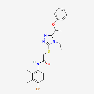 molecular formula C22H25BrN4O2S B4078539 N-(4-bromo-2,3-dimethylphenyl)-2-{[4-ethyl-5-(1-phenoxyethyl)-4H-1,2,4-triazol-3-yl]thio}acetamide 