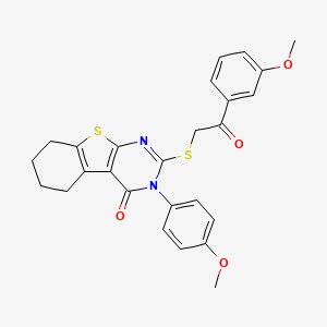 molecular formula C26H24N2O4S2 B4078553 3-(4-methoxyphenyl)-2-{[2-(3-methoxyphenyl)-2-oxoethyl]thio}-5,6,7,8-tetrahydro[1]benzothieno[2,3-d]pyrimidin-4(3H)-one CAS No. 477329-25-2
