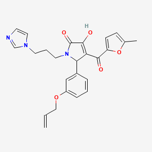 molecular formula C25H25N3O5 B4078560 5-[3-(allyloxy)phenyl]-3-hydroxy-1-[3-(1H-imidazol-1-yl)propyl]-4-(5-methyl-2-furoyl)-1,5-dihydro-2H-pyrrol-2-one 