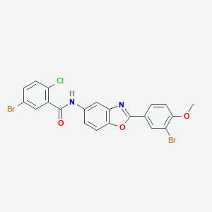 5-bromo-N-[2-(3-bromo-4-methoxyphenyl)-1,3-benzoxazol-5-yl]-2-chlorobenzamide