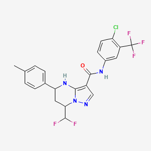 molecular formula C22H18ClF5N4O B4078589 N-[4-chloro-3-(trifluoromethyl)phenyl]-7-(difluoromethyl)-5-(4-methylphenyl)-4,5,6,7-tetrahydropyrazolo[1,5-a]pyrimidine-3-carboxamide 