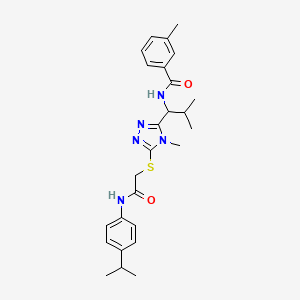 molecular formula C26H33N5O2S B4078596 N-{1-[5-({2-[(4-isopropylphenyl)amino]-2-oxoethyl}thio)-4-methyl-4H-1,2,4-triazol-3-yl]-2-methylpropyl}-3-methylbenzamide 