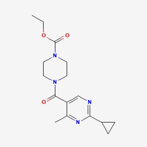 molecular formula C16H22N4O3 B4078629 ethyl 4-[(2-cyclopropyl-4-methylpyrimidin-5-yl)carbonyl]piperazine-1-carboxylate 