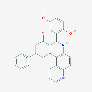 molecular formula C30H26N2O3 B4078647 8-(2,5-dimethoxyphenyl)-11-phenyl-8,10,11,12-tetrahydrobenzo[a]-4,7-phenanthrolin-9(7H)-one 