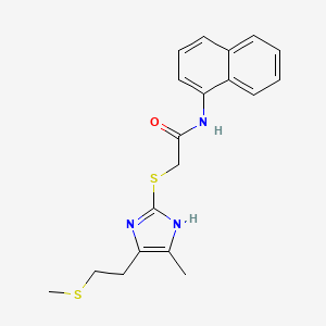 molecular formula C19H21N3OS2 B4078696 2-({4-methyl-5-[2-(methylthio)ethyl]-1H-imidazol-2-yl}thio)-N-1-naphthylacetamide 