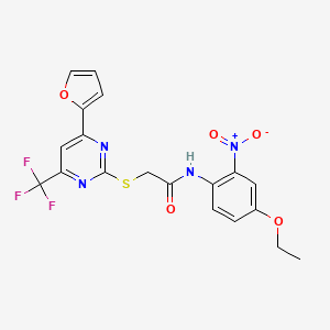 molecular formula C19H15F3N4O5S B4078709 N-(4-ethoxy-2-nitrophenyl)-2-{[4-(2-furyl)-6-(trifluoromethyl)-2-pyrimidinyl]thio}acetamide 