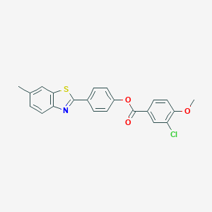 molecular formula C22H16ClNO3S B407871 4-(6-Methyl-1,3-benzothiazol-2-yl)phenyl 3-chloro-4-methoxybenzoate 