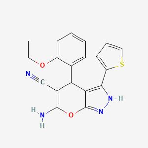 molecular formula C19H16N4O2S B4078713 6-amino-4-(2-ethoxyphenyl)-3-(2-thienyl)-1,4-dihydropyrano[2,3-c]pyrazole-5-carbonitrile 