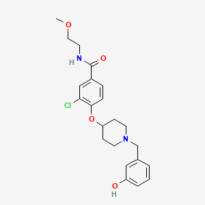 molecular formula C22H27ClN2O4 B4078729 3-chloro-4-{[1-(3-hydroxybenzyl)-4-piperidinyl]oxy}-N-(2-methoxyethyl)benzamide 