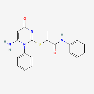 molecular formula C19H18N4O2S B4078736 2-[(6-amino-4-oxo-1-phenyl-1,4-dihydro-2-pyrimidinyl)thio]-N-phenylpropanamide 