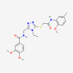 molecular formula C24H29N5O5S B4078740 N-{[4-ethyl-5-({2-[(2-methoxy-5-methylphenyl)amino]-2-oxoethyl}thio)-4H-1,2,4-triazol-3-yl]methyl}-3,4-dimethoxybenzamide 