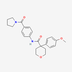 molecular formula C24H28N2O4 B4078753 4-(4-methoxyphenyl)-N-[4-(1-pyrrolidinylcarbonyl)phenyl]tetrahydro-2H-pyran-4-carboxamide 