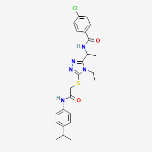 molecular formula C24H28ClN5O2S B4078762 4-chloro-N-{1-[4-ethyl-5-({2-[(4-isopropylphenyl)amino]-2-oxoethyl}thio)-4H-1,2,4-triazol-3-yl]ethyl}benzamide 
