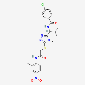 molecular formula C23H25ClN6O4S B4078769 4-chloro-N-{2-methyl-1-[4-methyl-5-({2-[(2-methyl-4-nitrophenyl)amino]-2-oxoethyl}thio)-4H-1,2,4-triazol-3-yl]propyl}benzamide 