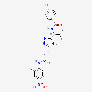 4-chloro-N-{2-methyl-1-[4-methyl-5-({2-[(2-methyl-4-nitrophenyl)amino]-2-oxoethyl}sulfanyl)-4H-1,2,4-triazol-3-yl]propyl}benzamide