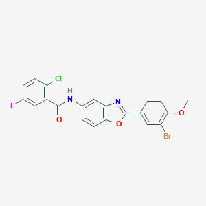 molecular formula C21H13BrClIN2O3 B407878 N-[2-(3-bromo-4-methoxyphenyl)-1,3-benzoxazol-5-yl]-2-chloro-5-iodobenzamide 