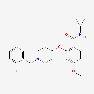 molecular formula C23H27FN2O3 B4078782 N-cyclopropyl-2-{[1-(2-fluorobenzyl)-4-piperidinyl]oxy}-4-methoxybenzamide 