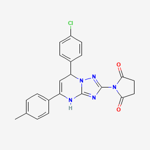 molecular formula C22H18ClN5O2 B4078787 1-[7-(4-chlorophenyl)-5-(4-methylphenyl)-4,7-dihydro[1,2,4]triazolo[1,5-a]pyrimidin-2-yl]-2,5-pyrrolidinedione 