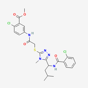molecular formula C25H27Cl2N5O4S B4078789 methyl 2-chloro-5-({[(5-{1-[(2-chlorobenzoyl)amino]-3-methylbutyl}-4-methyl-4H-1,2,4-triazol-3-yl)thio]acetyl}amino)benzoate 