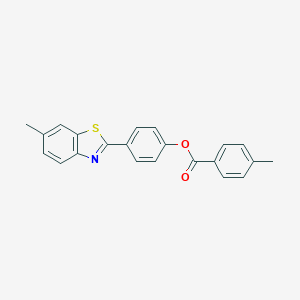 molecular formula C22H17NO2S B407879 4-(6-Methyl-1,3-benzothiazol-2-yl)phenyl 4-methylbenzoate 