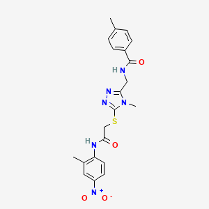 molecular formula C21H22N6O4S B4078818 4-methyl-N-{[4-methyl-5-({2-[(2-methyl-4-nitrophenyl)amino]-2-oxoethyl}thio)-4H-1,2,4-triazol-3-yl]methyl}benzamide 