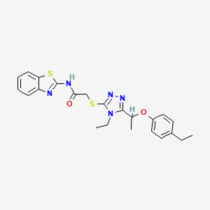 molecular formula C23H25N5O2S2 B4078820 N-1,3-benzothiazol-2-yl-2-({4-ethyl-5-[1-(4-ethylphenoxy)ethyl]-4H-1,2,4-triazol-3-yl}thio)acetamide 