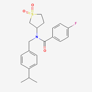 molecular formula C21H24FNO3S B4078821 N-(1,1-dioxidotetrahydro-3-thienyl)-4-fluoro-N-(4-isopropylbenzyl)benzamide 