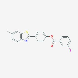 molecular formula C21H14INO2S B407883 4-(6-Methyl-1,3-benzothiazol-2-yl)phenyl 3-iodobenzoate 