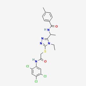 molecular formula C22H22Cl3N5O2S B4078863 N-{1-[4-ethyl-5-({2-oxo-2-[(2,4,5-trichlorophenyl)amino]ethyl}thio)-4H-1,2,4-triazol-3-yl]ethyl}-4-methylbenzamide 