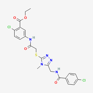 molecular formula C22H21Cl2N5O4S B4078871 ethyl 2-chloro-5-({[(5-{[(4-chlorobenzoyl)amino]methyl}-4-methyl-4H-1,2,4-triazol-3-yl)thio]acetyl}amino)benzoate 