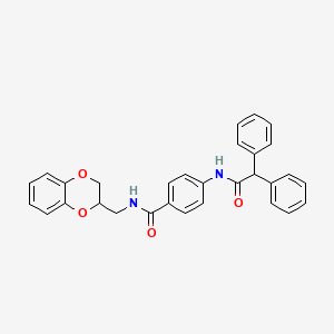 molecular formula C30H26N2O4 B4078874 N-(2,3-dihydro-1,4-benzodioxin-2-ylmethyl)-4-[(diphenylacetyl)amino]benzamide 