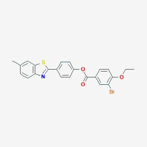 molecular formula C23H18BrNO3S B407890 4-(6-Methyl-1,3-benzothiazol-2-yl)phenyl 3-bromo-4-ethoxybenzoate 