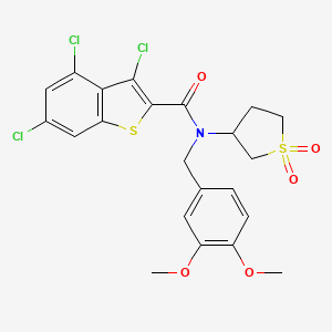 molecular formula C22H20Cl3NO5S2 B4078900 3,4,6-trichloro-N-(3,4-dimethoxybenzyl)-N-(1,1-dioxidotetrahydro-3-thienyl)-1-benzothiophene-2-carboxamide 