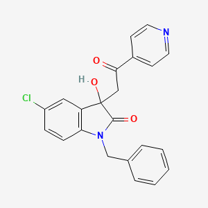 molecular formula C22H17ClN2O3 B4078904 1-benzyl-5-chloro-3-hydroxy-3-[2-oxo-2-(4-pyridinyl)ethyl]-1,3-dihydro-2H-indol-2-one 