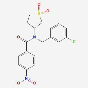 molecular formula C18H17ClN2O5S B4078912 N-(3-chlorobenzyl)-N-(1,1-dioxidotetrahydro-3-thienyl)-4-nitrobenzamide 