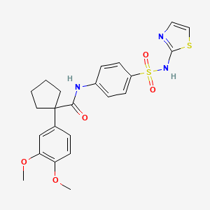 molecular formula C23H25N3O5S2 B4078940 1-(3,4-dimethoxyphenyl)-N-{4-[(1,3-thiazol-2-ylamino)sulfonyl]phenyl}cyclopentanecarboxamide 