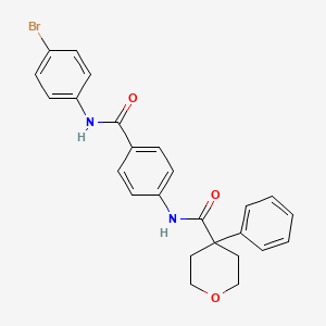 molecular formula C25H23BrN2O3 B4078955 N-(4-{[(4-bromophenyl)amino]carbonyl}phenyl)-4-phenyltetrahydro-2H-pyran-4-carboxamide 