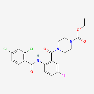 molecular formula C21H20Cl2IN3O4 B4078964 ethyl 4-{2-[(2,4-dichlorobenzoyl)amino]-5-iodobenzoyl}-1-piperazinecarboxylate 