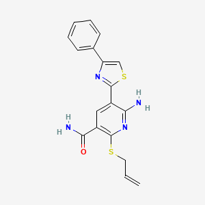 molecular formula C18H16N4OS2 B4078984 2-(allylthio)-6-amino-5-(4-phenyl-1,3-thiazol-2-yl)nicotinamide 