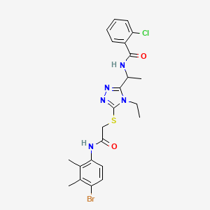 molecular formula C23H25BrClN5O2S B4079024 N-{1-[5-({2-[(4-bromo-2,3-dimethylphenyl)amino]-2-oxoethyl}thio)-4-ethyl-4H-1,2,4-triazol-3-yl]ethyl}-2-chlorobenzamide 