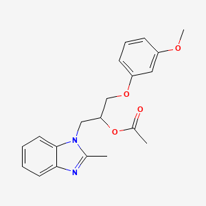 molecular formula C20H22N2O4 B4079026 2-(3-methoxyphenoxy)-1-[(2-methyl-1H-benzimidazol-1-yl)methyl]ethyl acetate 
