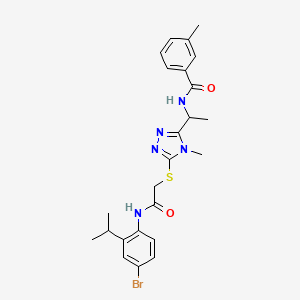 molecular formula C24H28BrN5O2S B4079033 N-{1-[5-({2-[(4-bromo-2-isopropylphenyl)amino]-2-oxoethyl}thio)-4-methyl-4H-1,2,4-triazol-3-yl]ethyl}-3-methylbenzamide 