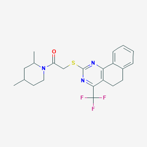 molecular formula C22H24F3N3OS B4079042 2-{[2-(2,4-dimethyl-1-piperidinyl)-2-oxoethyl]thio}-4-(trifluoromethyl)-5,6-dihydrobenzo[h]quinazoline 