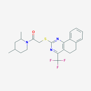 2-{[2-(2,4-dimethyl-1-piperidinyl)-2-oxoethyl]thio}-4-(trifluoromethyl)-5,6-dihydrobenzo[h]quinazoline