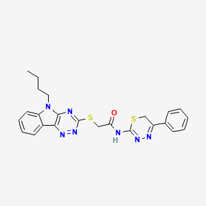 molecular formula C24H23N7OS2 B4079066 2-[(5-butyl-5H-[1,2,4]triazino[5,6-b]indol-3-yl)thio]-N-(5-phenyl-6H-1,3,4-thiadiazin-2-yl)acetamide 